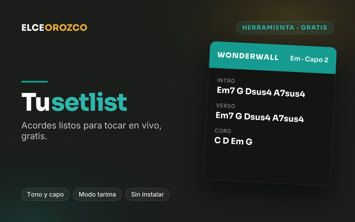 Setlist con acordes para tocar en vivo